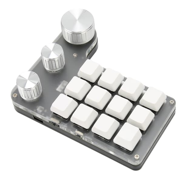 12 Programmerbare Mekaniske Taster med 3 Drejeknapper Blå Switch Hukommelsesfunktion til Arbejds- og Spilkontrol