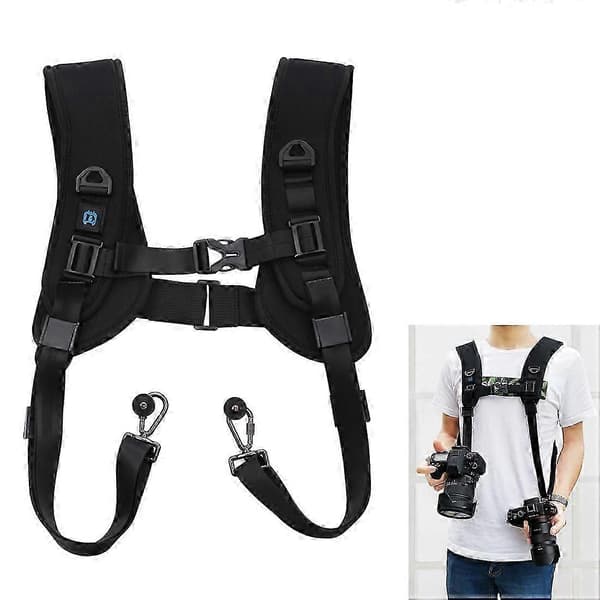 Quick Rease Dobbel Skuldersele Myk Polstret Stropp Black