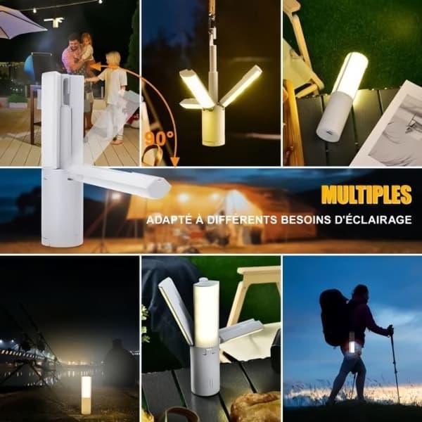 Campinglampe - 4000mAh Genopladelig Campinglampe - Sammenfoldelig Campinglanterne - Campinglys med 3 Lysstyrketilstande