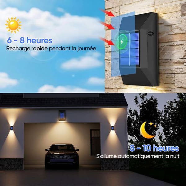 6 LED Solar Udendørslys med Bevægelsessensor, IP65 Vandtæt til Have Udendørsbelysning, Pakke med 2