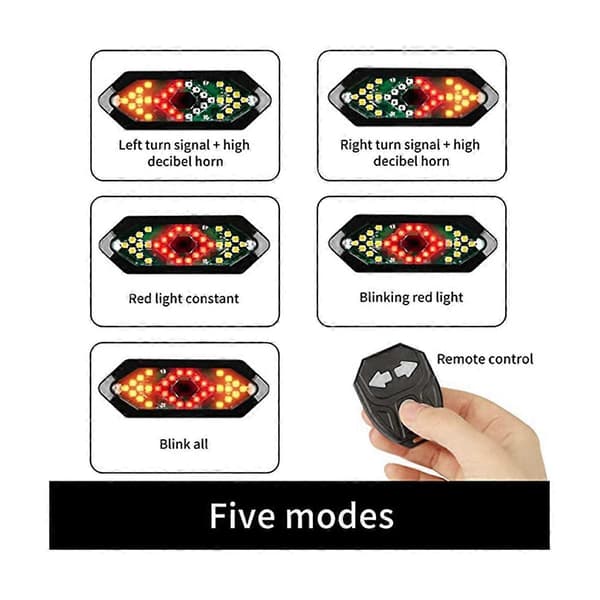 Electric Scooter Turn Signal, Remote Control Bicycle LED Turn Signal/Taillight, Adjustable Direction