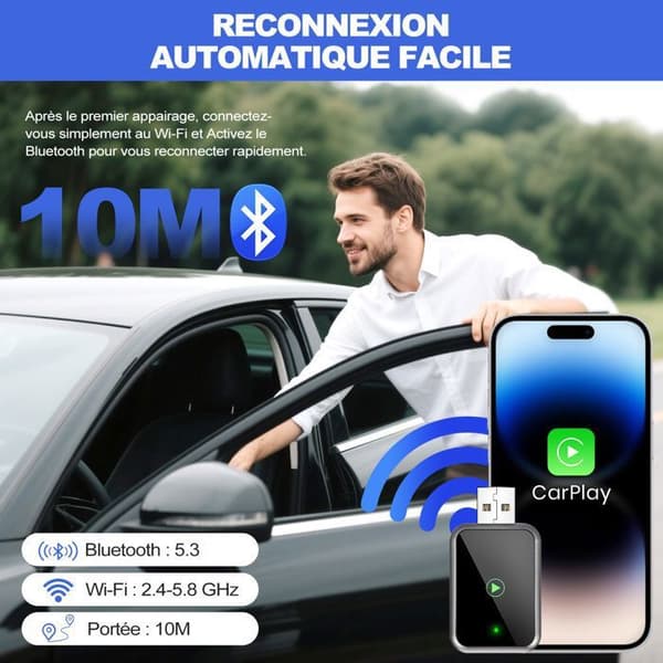 Carplay-sovitin - INKINT - Langaton - Bluetooth 5.3 - USB Type-C - Plug and Play