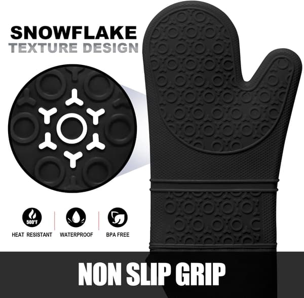 Extra Long Oven Mitts & Mini Oven Mitts Set: Silicone Heat