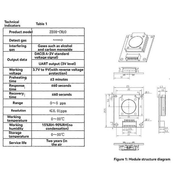 Formaldehydsensor ZE08-CH2O Seriel Port Output Formaldehydkoncentrationsmåling Er Kalibreret Modul Green