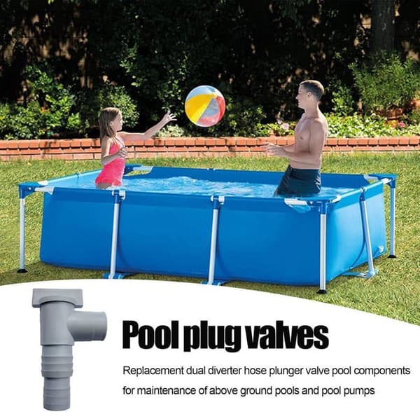 Poolavstängningsventil med 32 mm slanganslutning, Poolstoppventil, Poolkolvventil