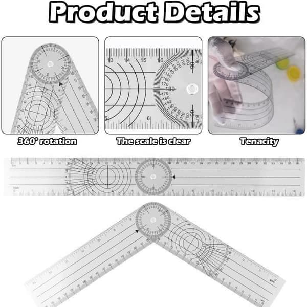 Goniometer - 2 stk. - PVC - 360° - Multifunktionel