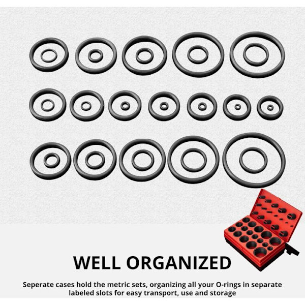 Gummi O-ring set - 419 delar - 3-50mm O-ring sortiment - O-ringar - O-ring set