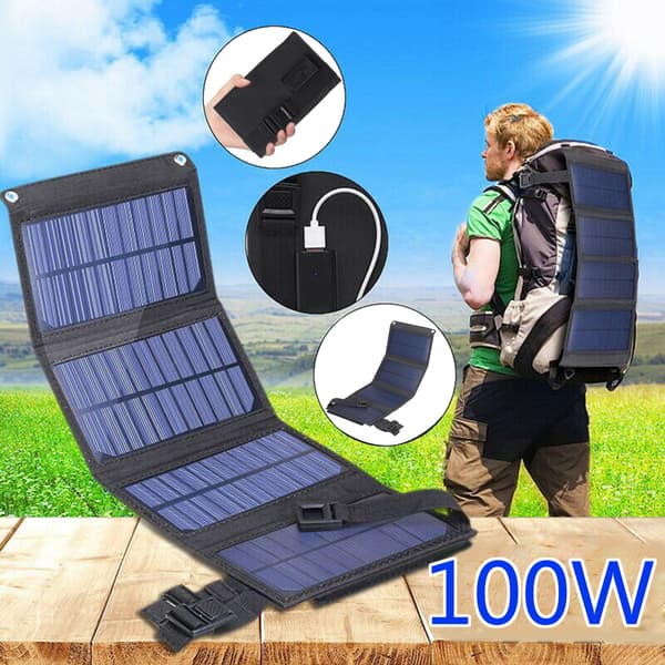 100W USB sammenleggbart solcellepanel Bærbar fleksibel liten vanntett 5V sammenleggbar solcellepanelceller Kompatibel med telefonbatterilader