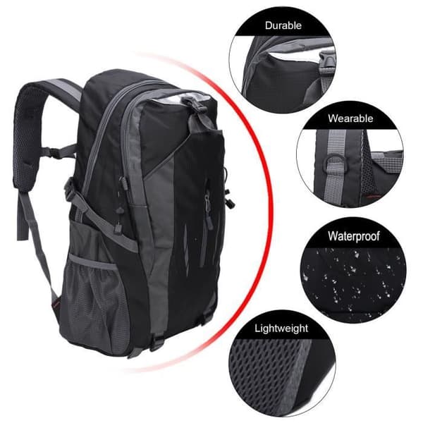 Rygsæk - SALUTUYA - 40L - Vandtæt - Ergonomisk - Sort Nylon