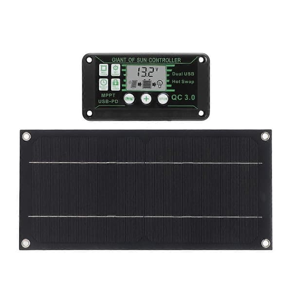 600W solpanelpakke med 100A ladecontroller, solopladning, kompatibel med udendørs autocamper, camping, bådtrailersystem