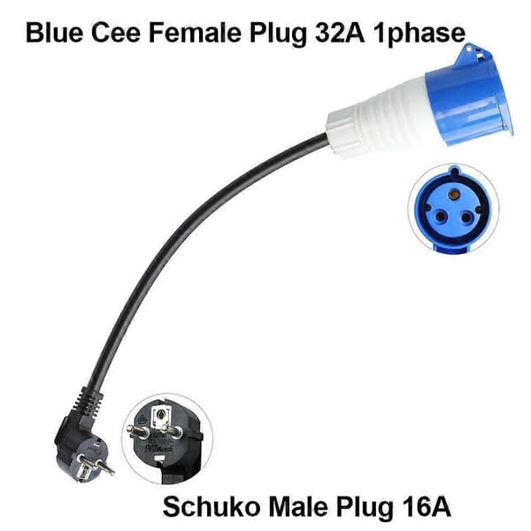 CEE Adapter Schuko Stik til CEE Stikdåse 230 V 32A Kompatibel med Camping og Autocamper