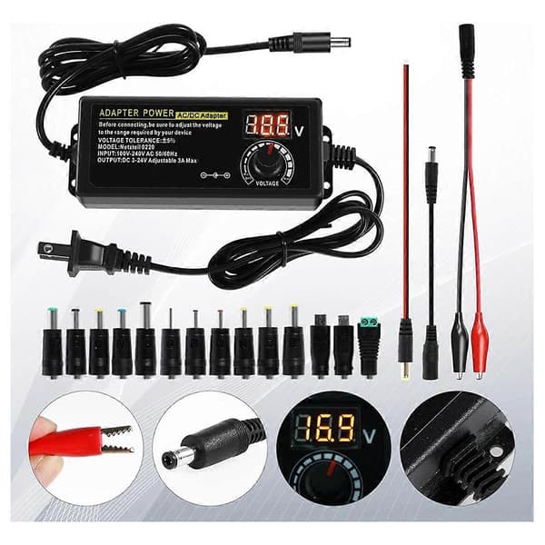Strømadapter Strømforsyning, Justerbar AC/DC Adapter Omskifter, Egnet til DC 3V-24V LED Lig As Shown
