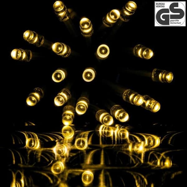 VOLTRONIC 20m lyskæde - 200 LED'er - varm hvid - transparent kabel