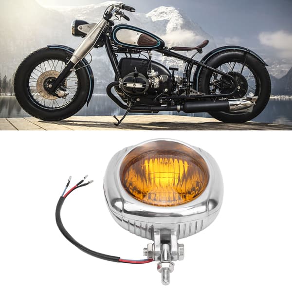 12V Front Headlight High Strength Aluminum Alloy 10mm Bolt Mount Universal for Retro Motorcycle