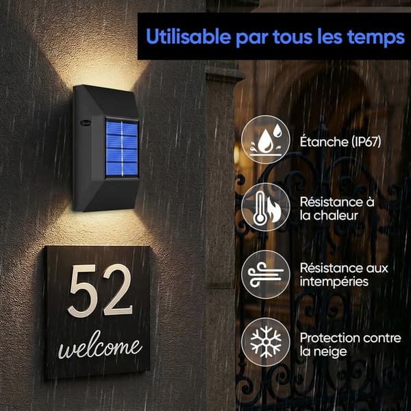 6 LED Solar Udendørslys med Bevægelsessensor, IP65 Vandtæt til Have Udendørsbelysning, Pakke med 2