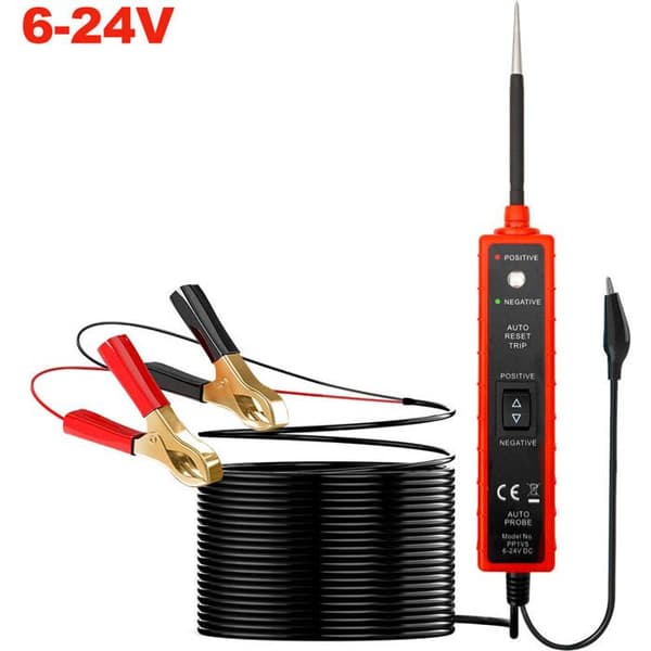 EM285 Bilkredsløbstester, Bilens Elektriske Systemtester, 6-24V DC, Rød