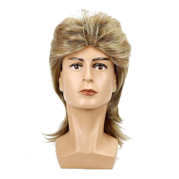 Paryk Herre Guld Mullet 80'er Mullet Langt Syntetisk Hår (LGL)