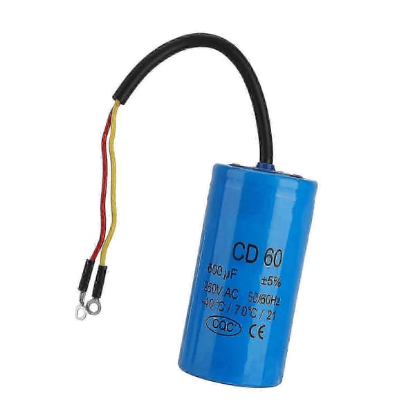 CD60 Startkondensator med ledning 250V AC 600uF 50/60Hz til motorluftkompressor
