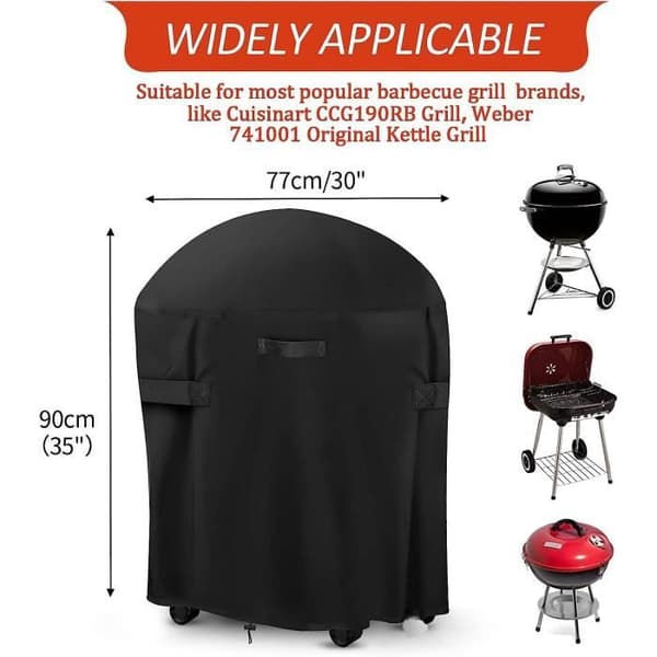 Rund grillovertræk - Forstærket beskyttelse - 77 x 90 cm - 420D Oxford - Sort