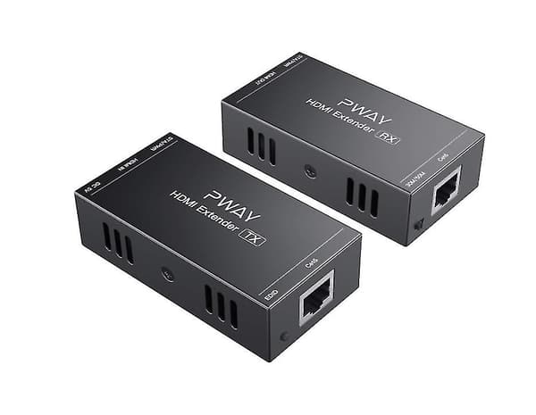 Pw-ht202p (poc) HDMI Extender Extend 50m / 165ft Cat5e / Cat6 1080p HD Cable Support EDID Learning Function and Single Power Supply (Black)