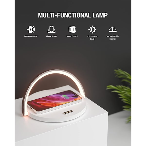 Wireless Charger Bedside Lamp, Touch Table Lamp, LED Night Light