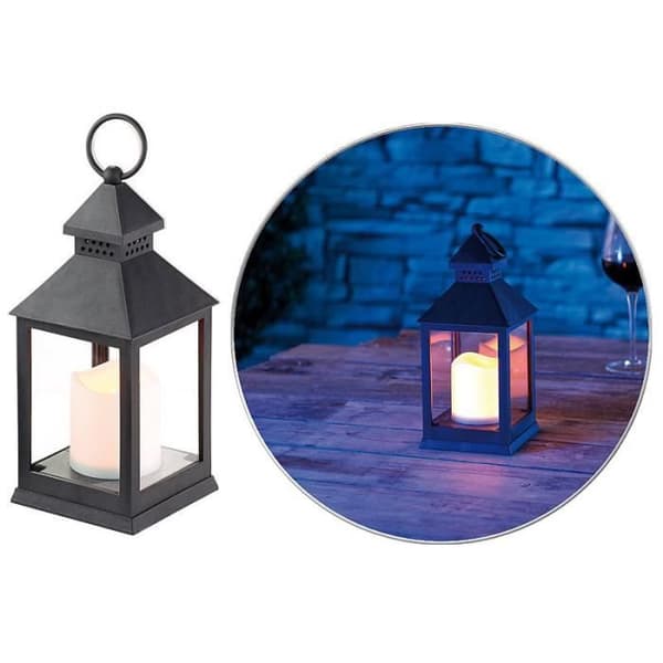 LED Lanterne - Lunartec - Sort - Flammeflimmer-effekt - Pakke med 2 - Indbygget timer