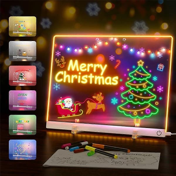 40 x 30 cm Acrylic LED Writing Board Touch Control DIY Drawing Illuminated Message Board Kids Gift MultiColor
