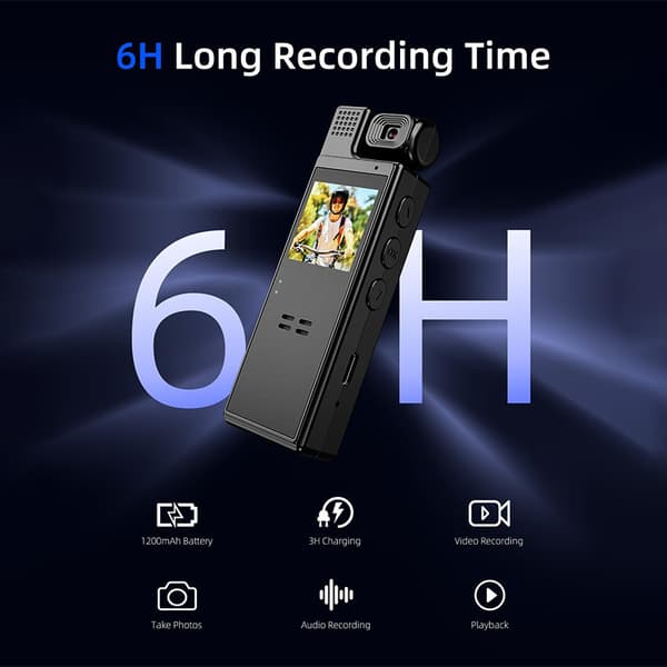 1080P HD Handheld Pocket Video Camera with 180-Degree Rotatable Lens