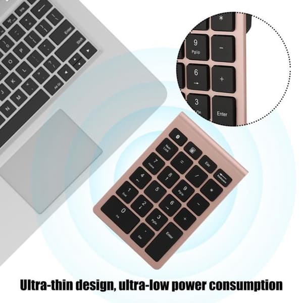 Numeronäppäimistö - TMISHION - BT304 - Langaton - Bluetooth 5.0 - Ruusukulta - 22 näppäintä