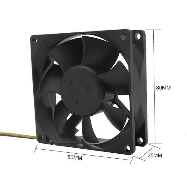 3X 24V 80mm 8cm Køleventilator 80X80X25 mm 8025 PC Computer Case Ventilator DIY Router GPU CPU Køleventilator black