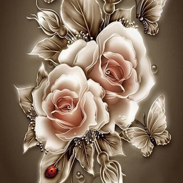 Gør-det-selv 5D Diamantmaleri Firkantet - Blomst - 40 x 40 cm
