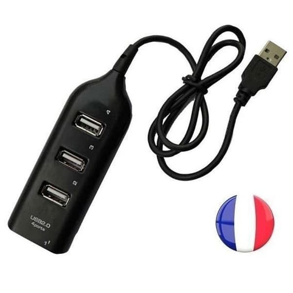 USB 2.0 HUB - SIMPLISIM - 4 porte - Plug & Play - Høj hastighed - Kompatibel med Windows/Mac/Linux