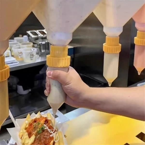 3.5L Sauce Bottle Sauce Squeeze Bottle Hanging Sauce Dispenser Large Diameter