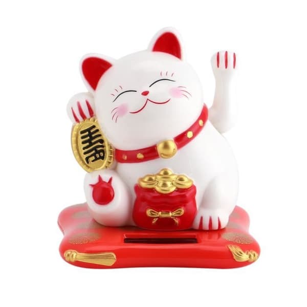 DBA Lyckokatt Maneki Neko Soldriven, Vit och Röd DA007