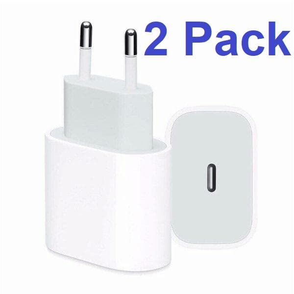 2-pak iPhone-oplader til Apple USB-C strømadapter 20W PD Vit white