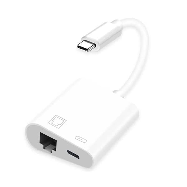 Lightning–Ethernet-sovitin, [yhteensopiva Apple MFi-sertifioitu] 2-in-1 RJ45 Ethernet LAN -verkko Type-c