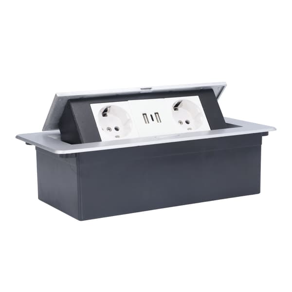 Dobbelt USB Pop Up Gulvstik EU Standard Indbygget Stik Type C