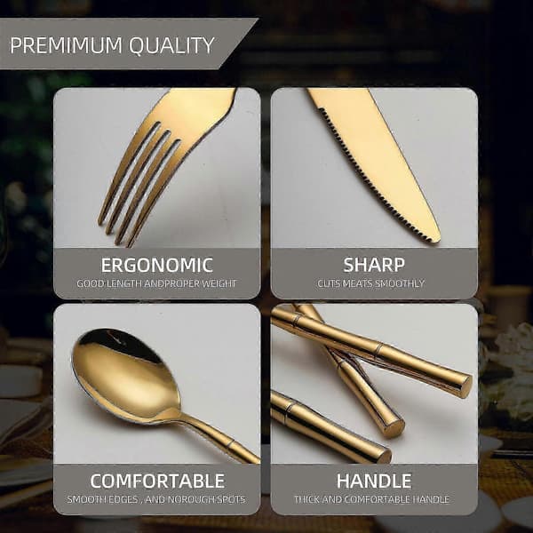 Creative Cylindrical Bamboo Handle 304 Stainless Steel Cutlery Set, 5-Piece Thick Cutlery Compatible with Kitchen Silver Silver 20.cm
