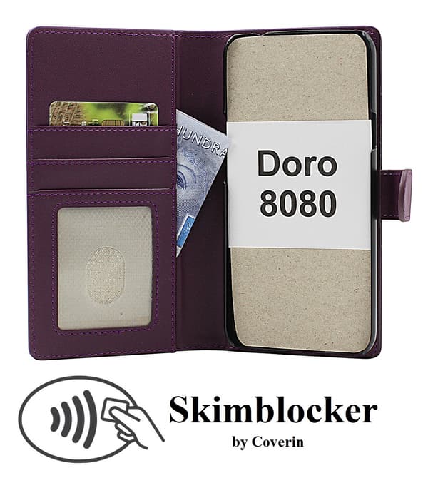 Skimblocker Doro 8080 Wallet Case Mörkröd