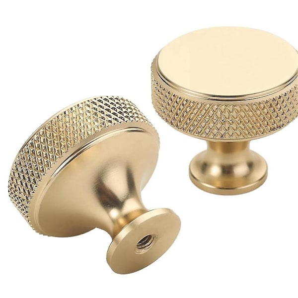 10-pack 1.2 inch Brushed Gold Cabinet Knobs Grooved Kitchen Cupboard Knobs Gold Drawer Knobs Round Dresser Knobs