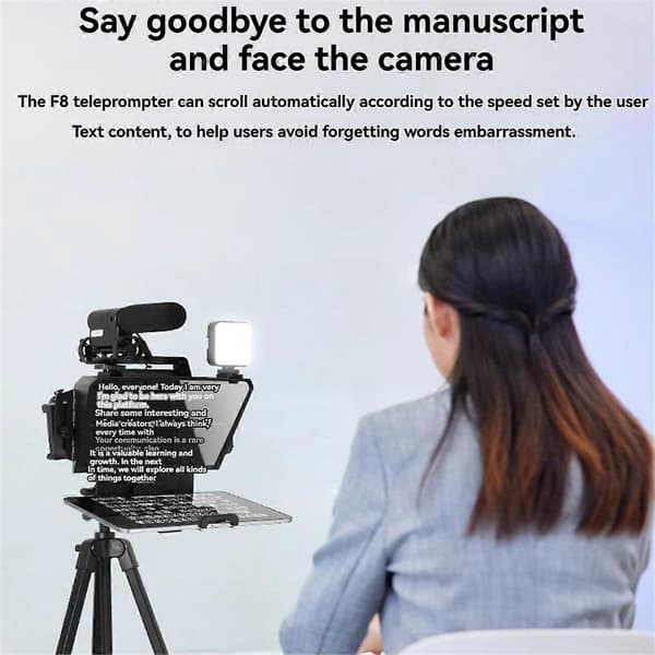 F8 Universal Teleprompter til Tablets Laptops Smartphones Kameraer