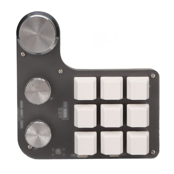 Mini Programmerbart RGB-tastatur 9 Taster 3 Hjul Tilpasset Makrotastatur for Dataspill Hvit