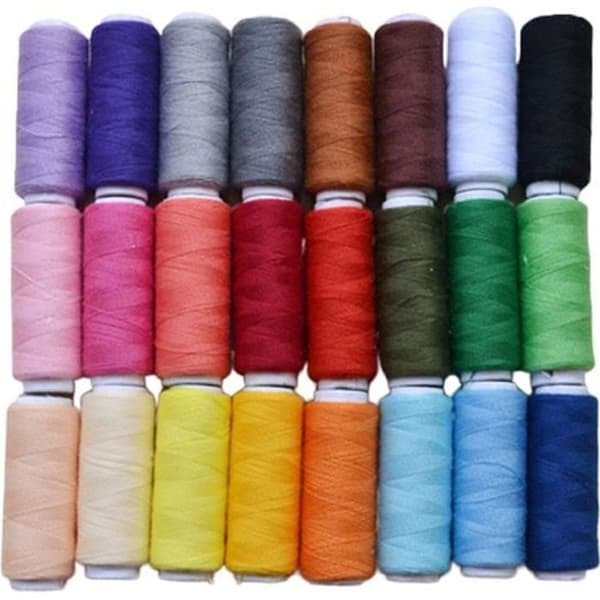 24 farver polyester sytrådsspoler - Håndværkstrådssæt - 200m/spole
