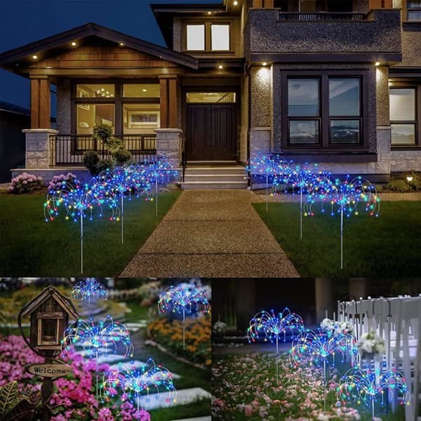 Sett med 3 solcellehagelys med fjernkontroll, 8 moduser, 120 LED, utendørsbelysning
