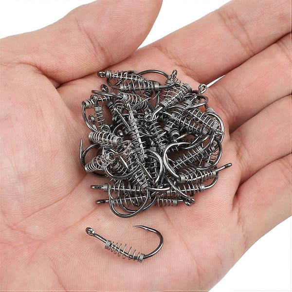 Fishing Hooks 10/20 pcs Set Barbed Swivel Feather Jig Carp Hook Single Circle