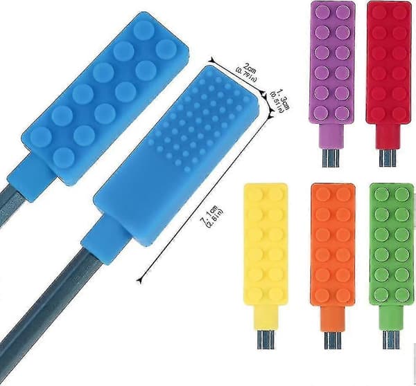 Tyggbare blyanttopper sensoriske fidget-topper for barn, behov, pakke med 6