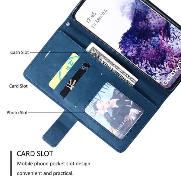 Samsung Galaxy S20 Plus/S20+ 6.7\" Premium Plånboksfodral med Stativ, Stötsäkert Skyddsfodral, Blå