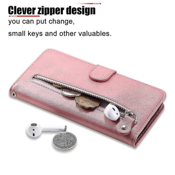 Etui til iPhone 13 Mini Cover Lynlåslomme Wallet Case Magnetisk Lukning... Pink A