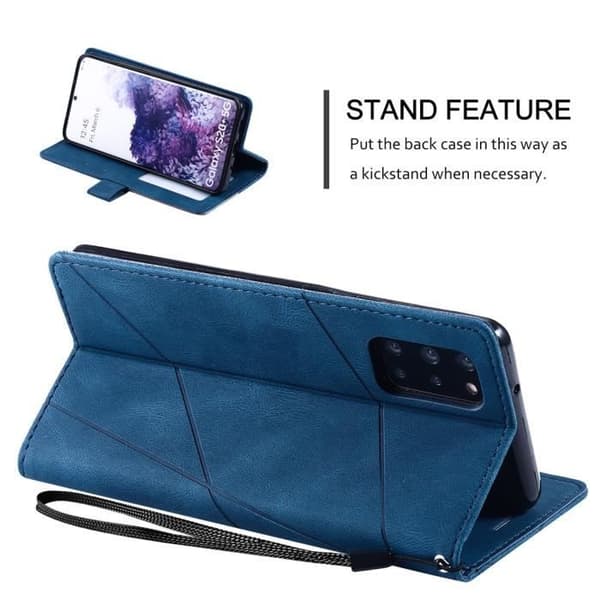 Samsung Galaxy S20 Plus/S20+ 6.7\" Premium Plånboksfodral med Stativ, Stötsäkert Skyddsfodral, Blå