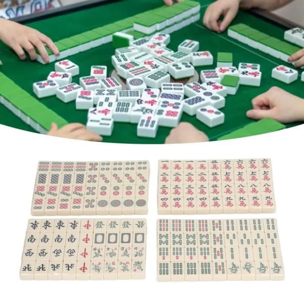 Liten Mahjong-leksak - ZERONE - DA007 - 144 bitar - Förvaringsväska - Strategispel